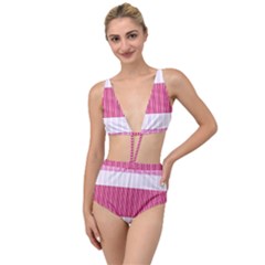 Fabric Geometric Texture Tied Up Two Piece Swimsuit by Bajindul