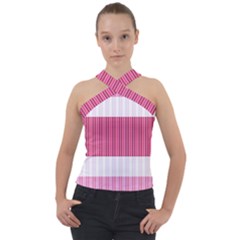 Fabric Geometric Texture Cross Neck Velour Top