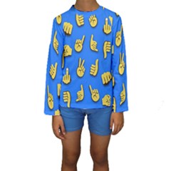 Emojis Hands Fingers Kids  Long Sleeve Swimwear by Bajindul