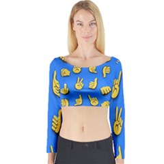 Emojis Hands Fingers Long Sleeve Crop Top by Bajindul