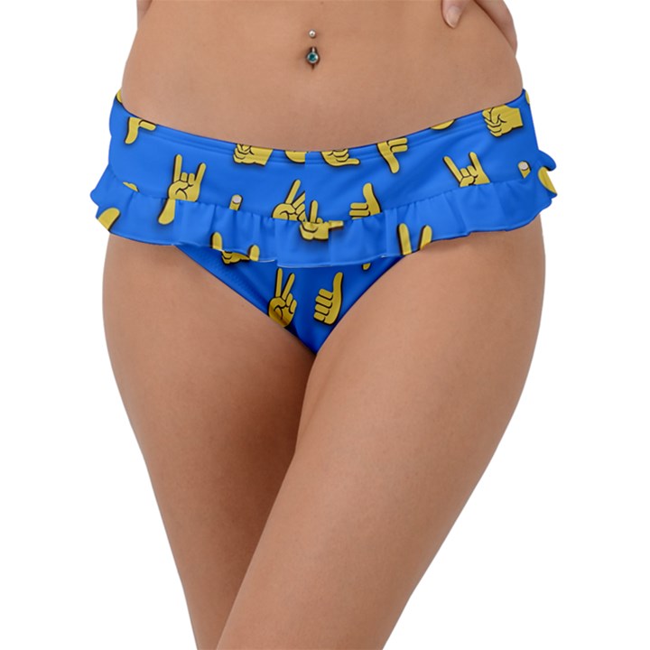 Emojis Hands Fingers Frill Bikini Bottom