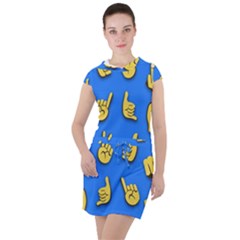 Emojis Hands Fingers Drawstring Hooded Dress by Bajindul