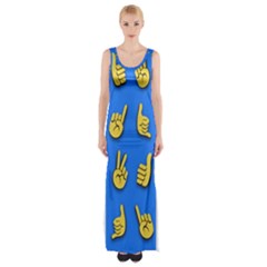 Emojis Hands Fingers Maxi Thigh Split Dress by Bajindul