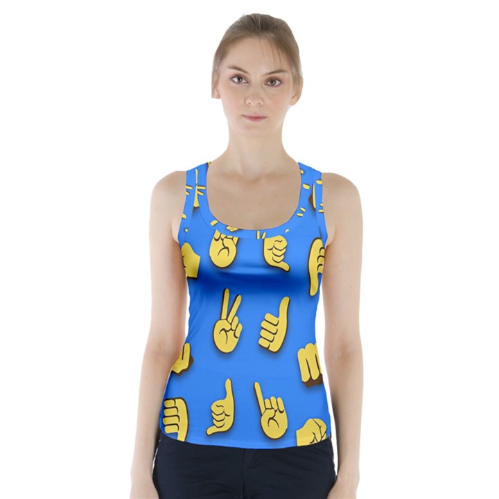 Emojis Hands Fingers Racer Back Sports Top