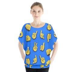 Emojis Hands Fingers Batwing Chiffon Blouse