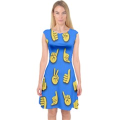 Emojis Hands Fingers Capsleeve Midi Dress by Bajindul