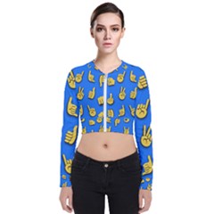 Emojis Hands Fingers Long Sleeve Zip Up Bomber Jacket by Bajindul