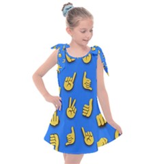 Emojis Hands Fingers Kids  Tie Up Tunic Dress by Bajindul