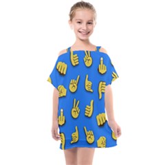 Emojis Hands Fingers Kids  One Piece Chiffon Dress