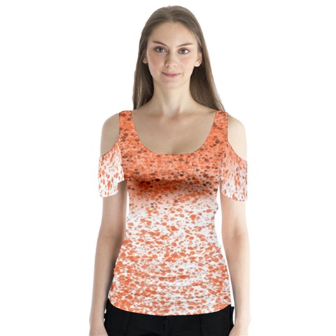 Scrapbook Orange Shades Butterfly Sleeve Cutout Tee  by HermanTelo