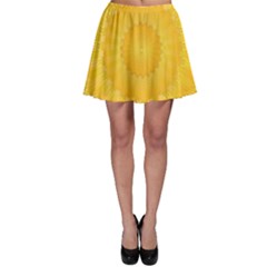 Wave Lines Yellow Skater Skirt