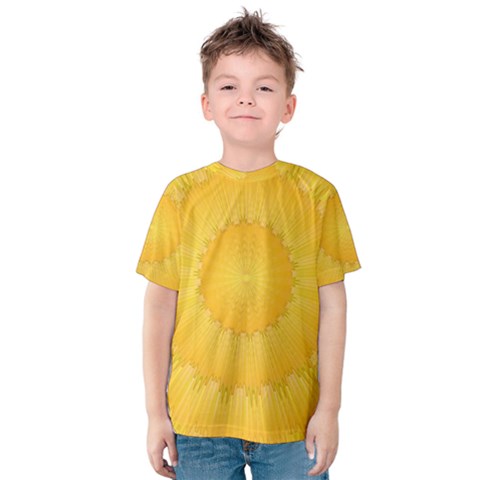 Wave Lines Yellow Kids  Cotton Tee by HermanTelo