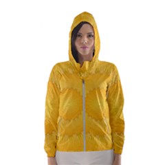 Wave Lines Yellow Women s Hooded Windbreaker