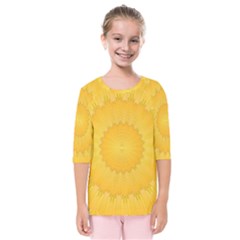 Wave Lines Yellow Kids  Quarter Sleeve Raglan Tee