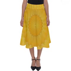 Wave Lines Yellow Perfect Length Midi Skirt