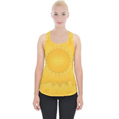 Wave Lines Yellow Piece Up Tank Top