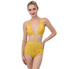 Wave Lines Yellow Tied Up Two Piece Swimsuit