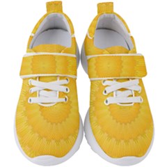 Wave Lines Yellow Kids  Velcro Strap Shoes