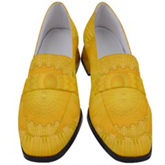 Wave Lines Yellow Women s Chunky Heel Loafers