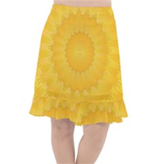 Wave Lines Yellow Fishtail Chiffon Skirt