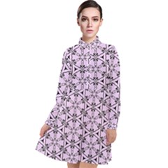 Texture Tissue Seamless Flower Long Sleeve Chiffon Shirt Dress by HermanTelo