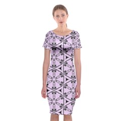 Texture Tissue Seamless Flower Classic Short Sleeve Midi Dress by HermanTelo