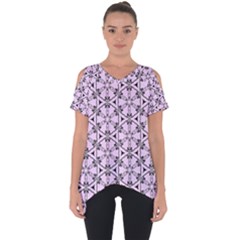 Texture Tissue Seamless Flower Cut Out Side Drop Tee