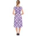 Texture Tissue Seamless Flower Cap Sleeve Front Wrap Midi Dress View2