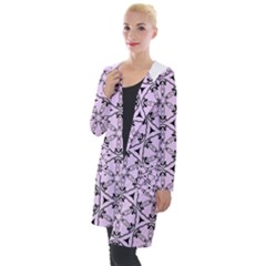 Texture Tissue Seamless Flower Hooded Pocket Cardigan