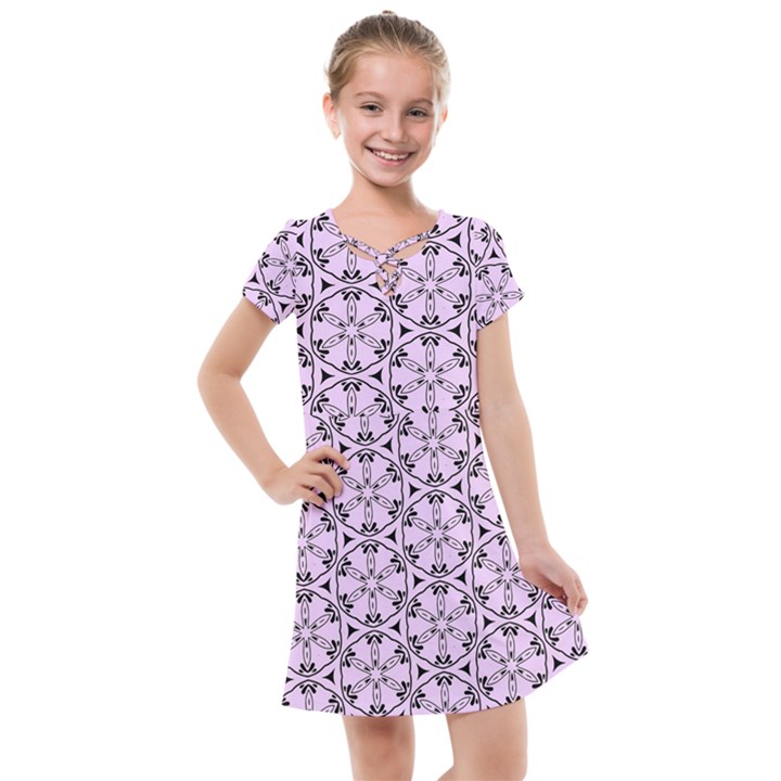 Texture Tissue Seamless Flower Kids  Cross Web Dress