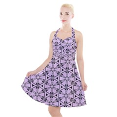 Texture Tissue Seamless Flower Halter Party Swing Dress  by HermanTelo