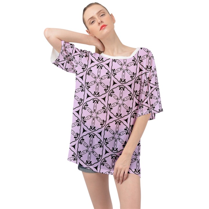 Texture Tissue Seamless Flower Oversized Chiffon Top