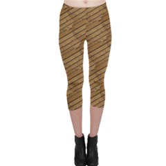 Wood Texture Wooden Capri Leggings  by HermanTelo