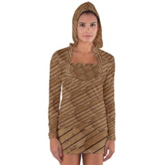 Wood Texture Wooden Long Sleeve Hooded T-shirt by HermanTelo