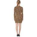 Wood Texture Wooden V-neck Bodycon Long Sleeve Dress View2