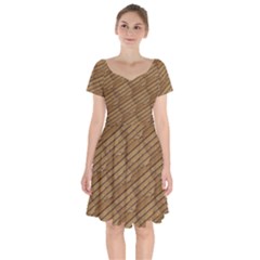 Wood Texture Wooden Short Sleeve Bardot Dress