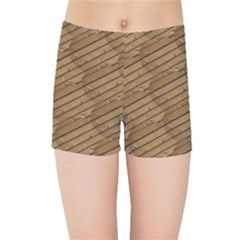 Wood Texture Wooden Kids  Sports Shorts by HermanTelo