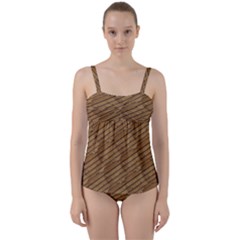 Wood Texture Wooden Twist Front Tankini Set by HermanTelo