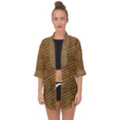 Wood Texture Wooden Open Front Chiffon Kimono by HermanTelo