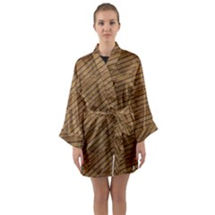 Wood Texture Wooden Long Sleeve Kimono Robe