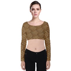 Wood Texture Wooden Velvet Long Sleeve Crop Top by HermanTelo