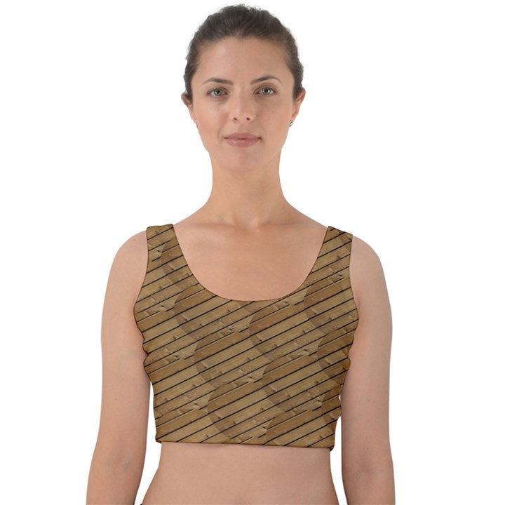 Wood Texture Wooden Velvet Crop Top