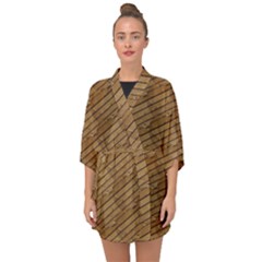 Wood Texture Wooden Half Sleeve Chiffon Kimono by HermanTelo