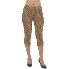 Wood Texture Wooden Lightweight Velour Capri Leggings 