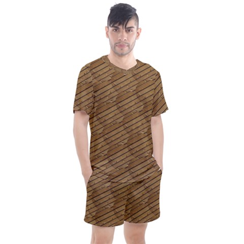 Wood Texture Wooden Men s Mesh Tee And Shorts Set by HermanTelo