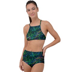 Shining Lines Light Stripes High Waist Tankini Set