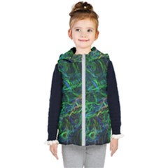 Shining Lines Light Stripes Kids  Hooded Puffer Vest by HermanTelo