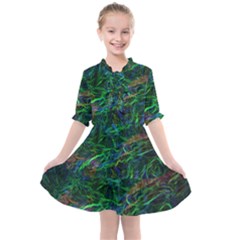 Shining Lines Light Stripes Kids  All Frills Chiffon Dress by HermanTelo