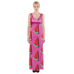 Fresh Watermelon Slices Maxi Thigh Split Dress