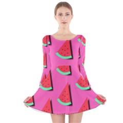 Fresh Watermelon Slices Long Sleeve Velvet Skater Dress by VeataAtticus